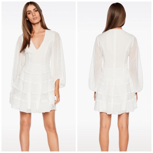 Bardot Dresses & Skirts - Bardot Women's Mae Lace V-neckline Voluminous Sleeves Dress in‎ White Size 6